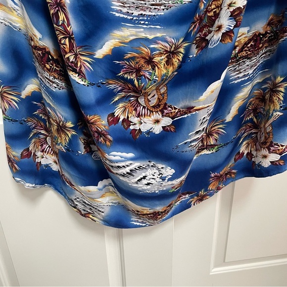 Hilo Hattie Blue Hawaii 3X Made in USA Tulip Sleeve Tropical Muu Muu Dress Beach - Picture 5 of 11